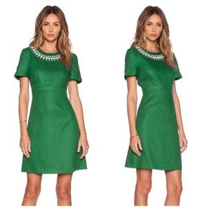 Kate Spade | Embellished Bell Sleeve Dress in Lucky Green